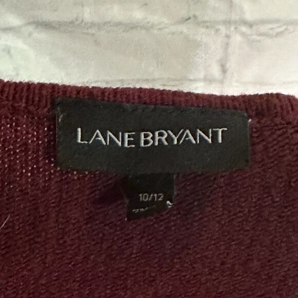 Lane Bryant Maroon and Purple Checkered Sweater, Size 10/12, Pre-owned - Picture 4 of 5